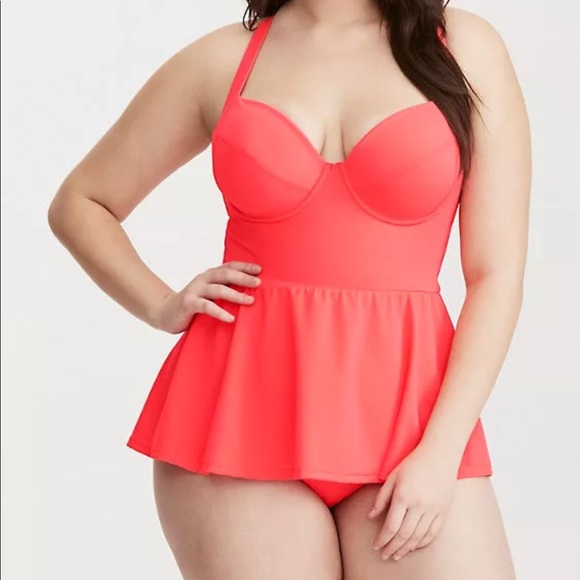 coral swim dress